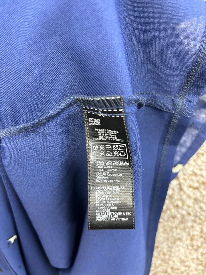 Vestido Forever 21 Ajuste y Acampanado Azul Floral Manga Acampanada Junior Talla S Foto 3 de 4