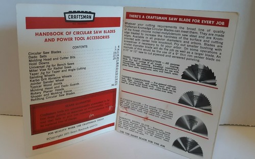 Vintage 1971 Craftsman Handbook of Circular Saw Blades & Power Tool Accessories - Picture 4 of 6