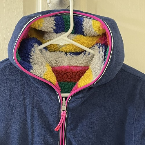 Mini Boden Rainbow Striped Cosy Reversible Fleece Hoodie Jacket Girls Size 11-12 - Picture 23 of 24