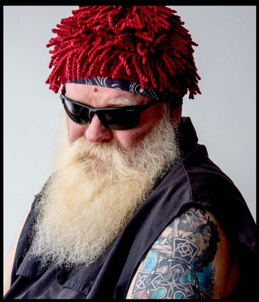 Billy Gibbons, ZZ Top chemo wig and beanie hat for Halloween a unique wig