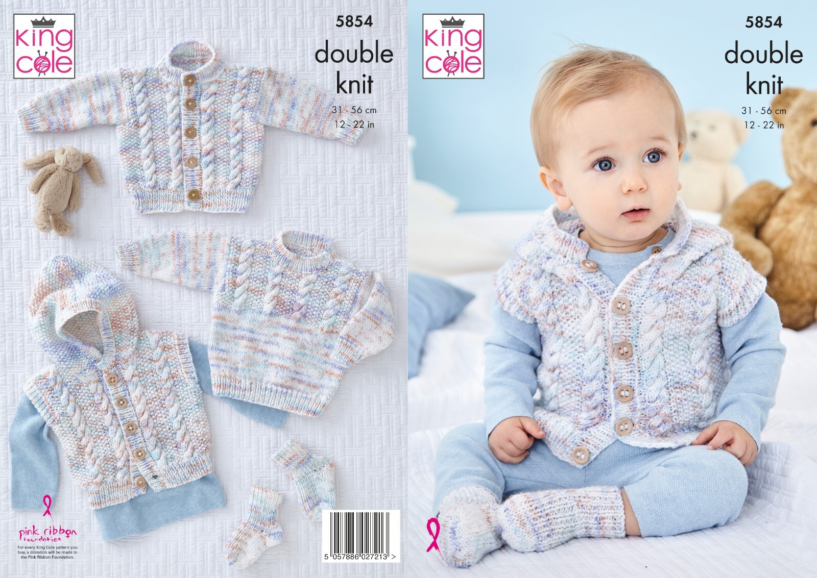King Cole Baby DK Knitting Pattern - 5854 Jacket, Gilet, Sweater & Socks