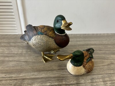 Vintage Pair of Elli Malevolti Ducks Figurines Sculptures With