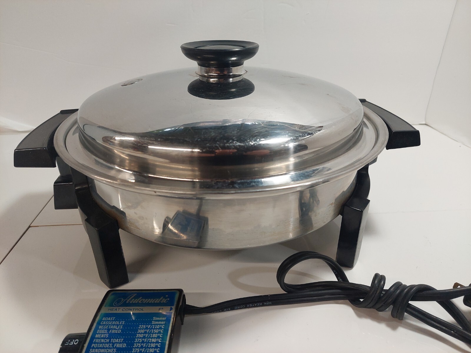 West Bend Liquid Core Electric Stainless Skillet Frying Pan USA 11