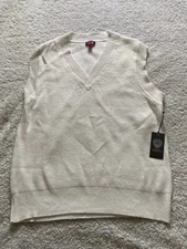 Vince Camuto Women Size S White Knit V-Neck Vest (D1)