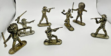 Vintage Plastic Cowboys And Indians Silver Hong Kong 7 Pc