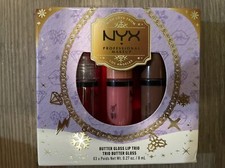 NYX Butter Gloss Lip Trio 3 pack MCBLGT01 Sugar Glass Cr me Br l e Cinnamon Roll