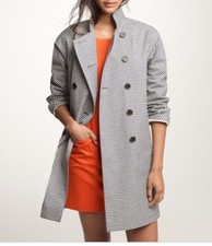 Nwt Jcrew Mackintosh Rousay Trench Coat In Gingham L Black Ivory 39829 Rare!