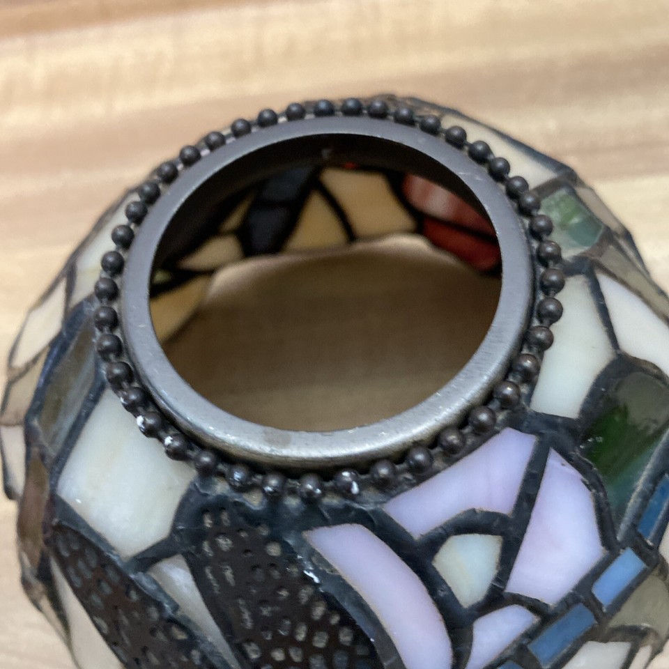 Nine Inch Antique Vintage Style Stained Glass Dragonfly Table Lamp No