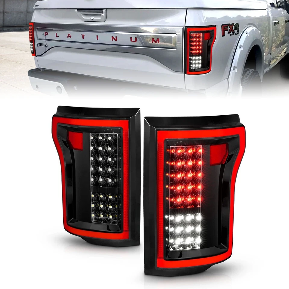 2015-2017 Ford F150 F-150 Pickup Black LED Tail Lights Lamps RH & LH - Image 4 of 4