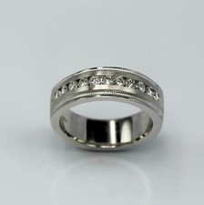 1.6ct Simulated Diamond Half Eternity Mens Engagement Ring 14k White Gold Plated