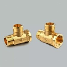 3 Way Brass T-Junction Male Male Female Tee Fitting Pipe Connector 1/2 inch