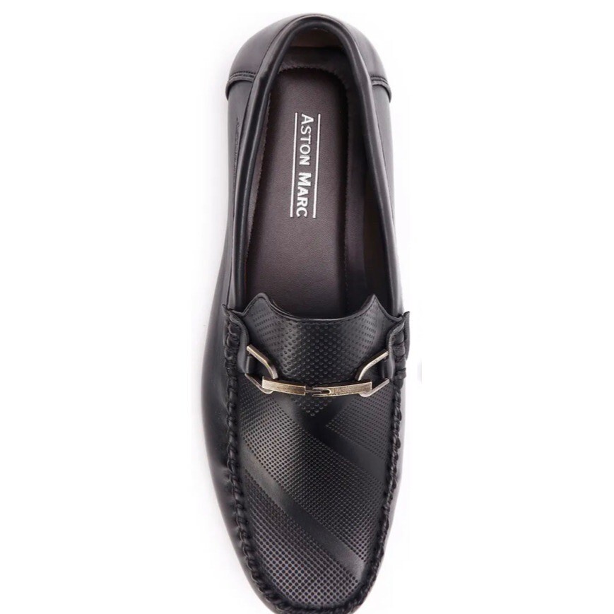 Aston Marc Mens Comfortable Slip On Bit Loafers Shoes Black  display picture 2