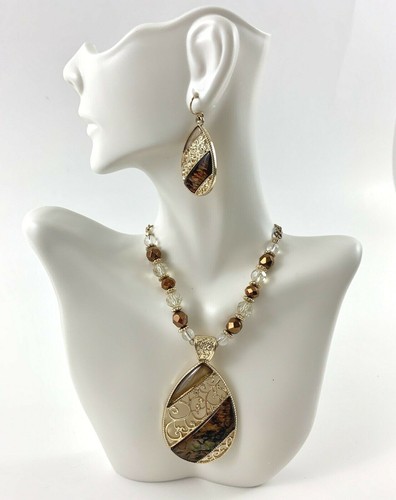 Kim Rogers Tropfen Anhänger mit passenden Ohrringen. Bronzefarben. Tolle Form.   - Bild 1 von 7
