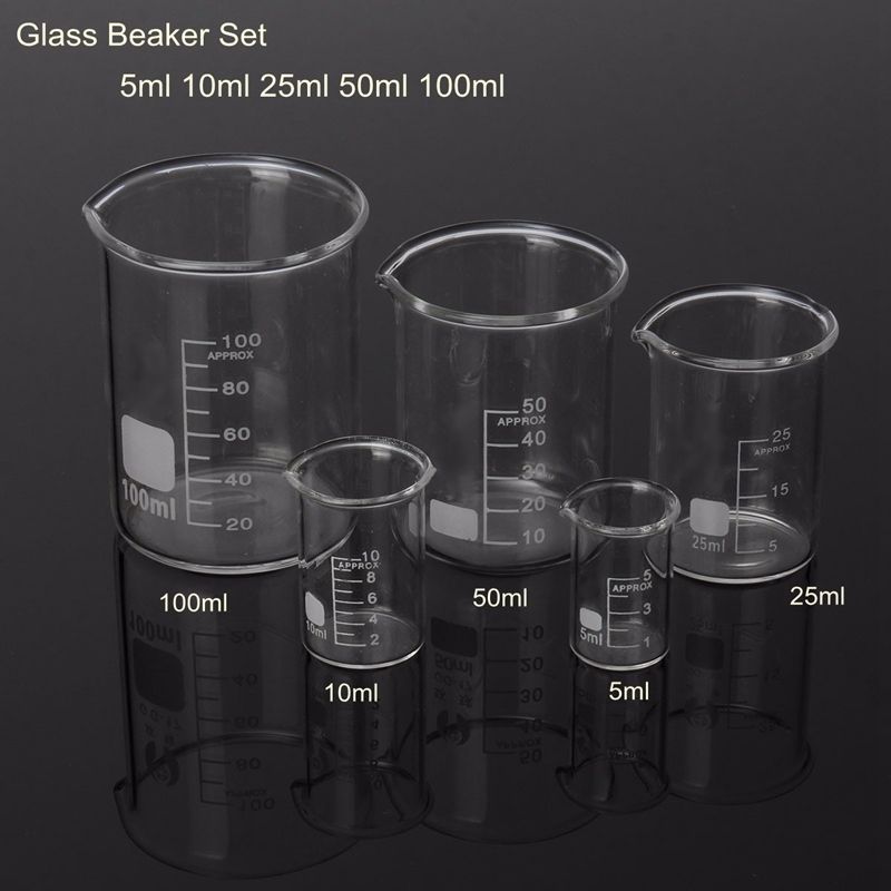 Glas Becherglas Borosilikatglas Glas Messbecher Becherglas 5/10/25/50/100ml