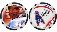 WARREN MOON / OUSTON OILERS  - GOLF BALL MARKER / POKER CHIP ***SIGNED***