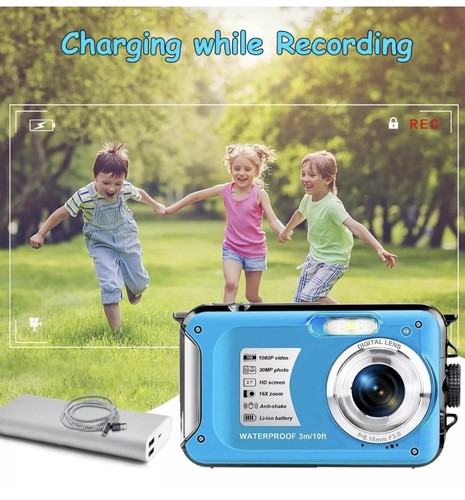Underwater Camera with 10FT 30MP FHD 1080P Waterproof Digital Camera, Blue - 第 6/10 張圖片