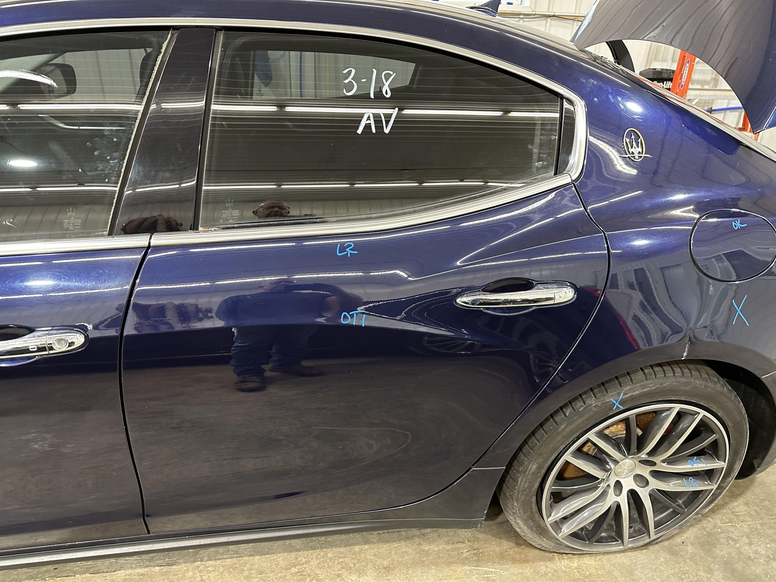 14-17 MASERATI GHIBLI DRIVER LEFT REAR SIDE DOOR BLUE PASSIONE PAINT 426B