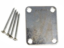 NEW 4-Hole Neckplate With Random Serial Number For Guitar Or Bass - AGED CHROME