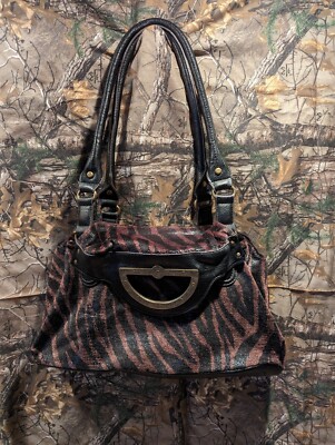 KATHY” Kathy Van Zeeland Zebra Print Shoulder Handbag w/Charm | eBay