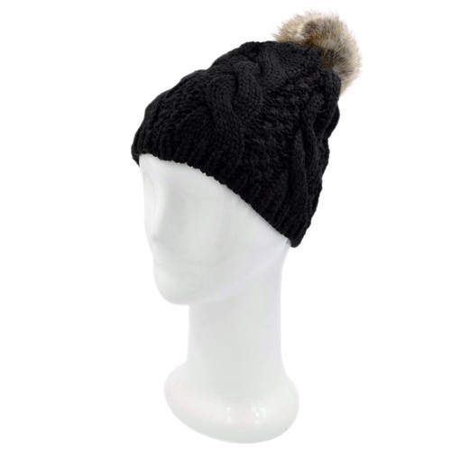 Premium Twist Cable Knit Solid Color Winter Beanie Hat w/ Pom Pom- Diff Colors - Picture 2 of 21