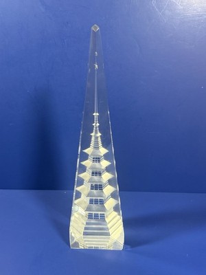 Stunning Crystal Pagoda - Pyramid Obelisk Art Glass Sculpture Tower - Japan 12''