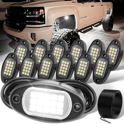 YONEDA 12 Pods White Rock Lights 6000K Pure LED 12 Pods, 15LED 