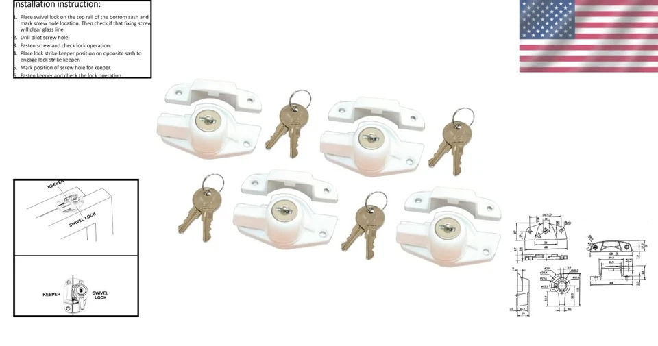 Die Cast Keyed Sash Lock, Child-Proof Security, 2 Pack - Image 2 of 4
