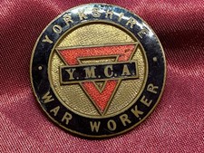 WW2 YMCA Yorkshire War Worker Enamel pin badge w/fixing Fattorini Maker