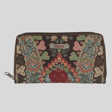 Oilily EUC Portafoglio Organizer Pochette Boho Floreale Zip Circa 9" X 5" Viaggio Donna