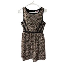 Three Pink Hearts Floral Fit and Flare Mini Dress Black Pink Size 3 Sleeveless