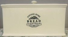 Cream Ceramic Bread Bin with Lid. Vintage Home Bread Logo. Great Condition