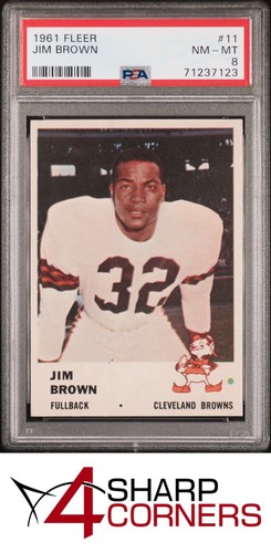 1961 FLEER #11 JIM JIMMY BROWN BROWNS HOF PSA 8 SET BREAK
