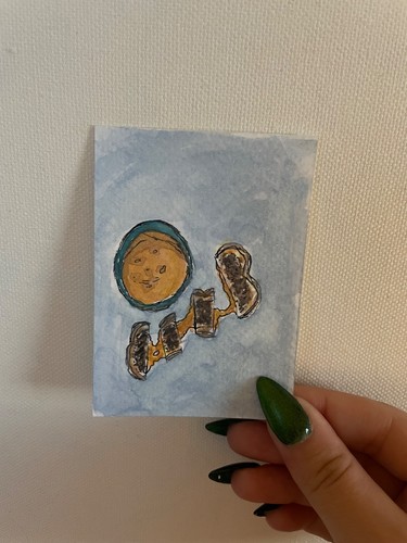 original aceo ink and watercolor painting tomato soup + grilled cheese #4 lunch