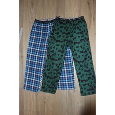 Calvin Klein Kids Pajama Pants Set Plaid Tree Print Fleece Blue Green Size 7/8