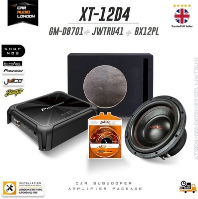 Pioneer GM-D8701 1600W Mono Verstärker + In Phase XT-12D4 12'' Sub Box & Kit + Fernbedienung