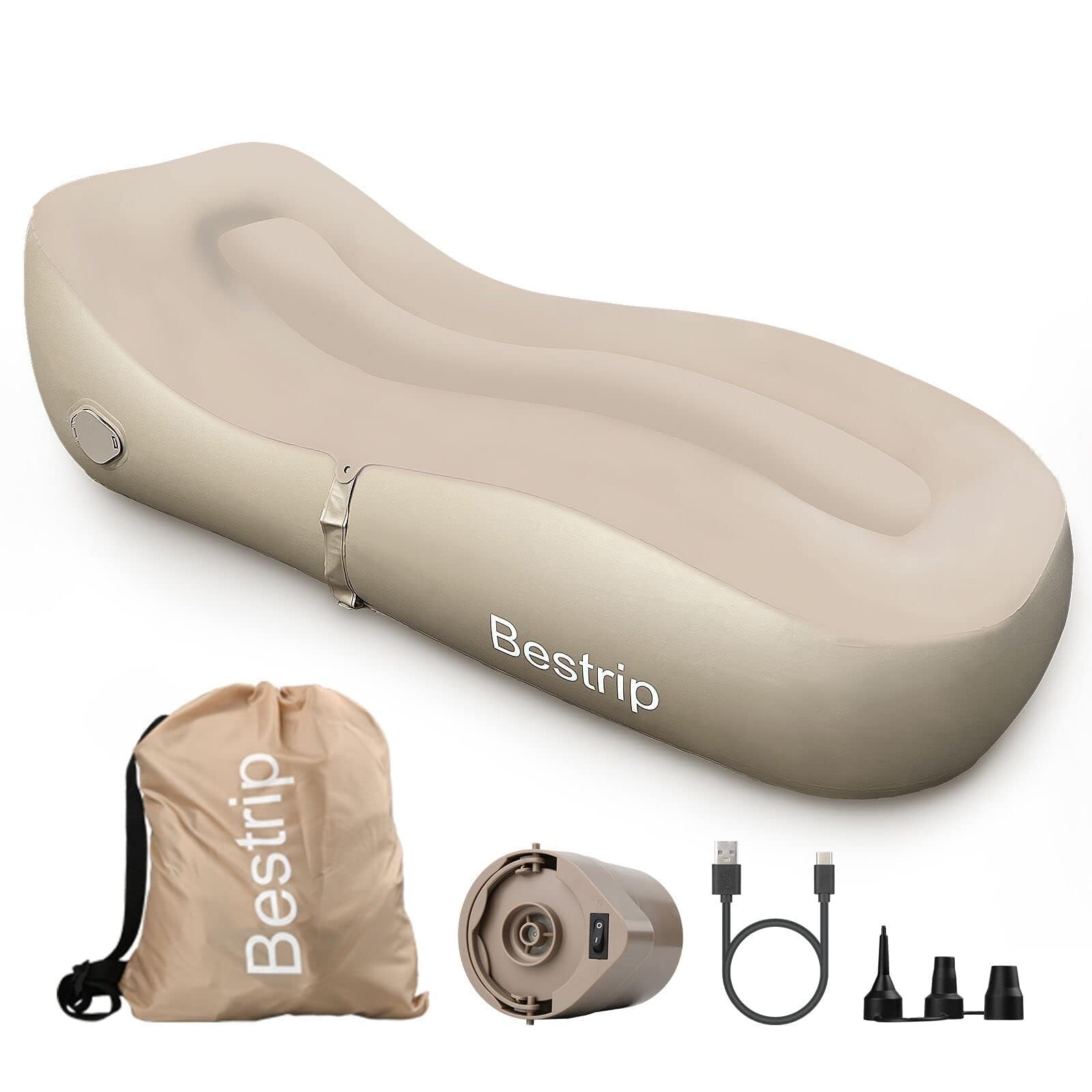 Auto Inflatable Couch Lounger, Air Mattress Sofa Bed with Re