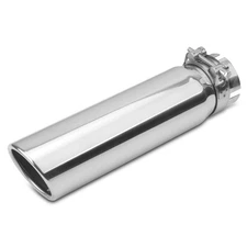 2.5" Inlet Exhaust Tip, 3" Outlet, 12" Stainless Steel, Slant Cut, Polished