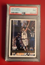 1997 Topps TIM DUNCAN San Antonio Spurs HOF RC # 115 Rookie Card Mint PSA 9. rookie card picture