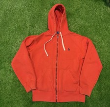 Polo Ralph Lauren Fleece Zip Up Hoodie Jacket Red Orange - Size SMALL