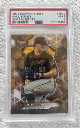 2023 BOWMAN'S BEST TOP PROSPECTS REFRACTOR #TP22 PAUL SKENES ROOKIE PSA 9