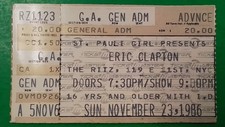 Eric Clapton At The Ritz 11/23/86 Vintage Ticket