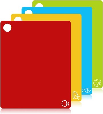 Flexible Plastic Cutting Board Mats 5 Pack Non Slip Dishwasher Safe Chopping BPA
