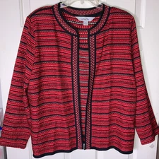 Ming Wang Red Black Metallic Jacket Tank Top Set XL MINT!