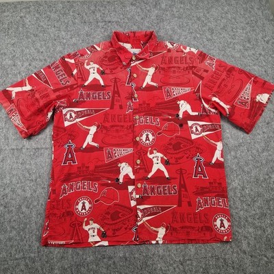 Reyn Spooner Hemd Herren XL rot Anaheim Angels Hawaii Weltmeister MLB