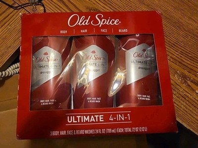 3 Pack Gift Set Old Spice Ultimate 4 in 1 Swagger Body/Hair/ Face/Beard 24 Oz Ea