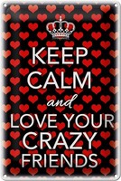 Schild Blech 20X30Cm - Made In Germany - Spruch Keep Calm And Love Crazy Friends