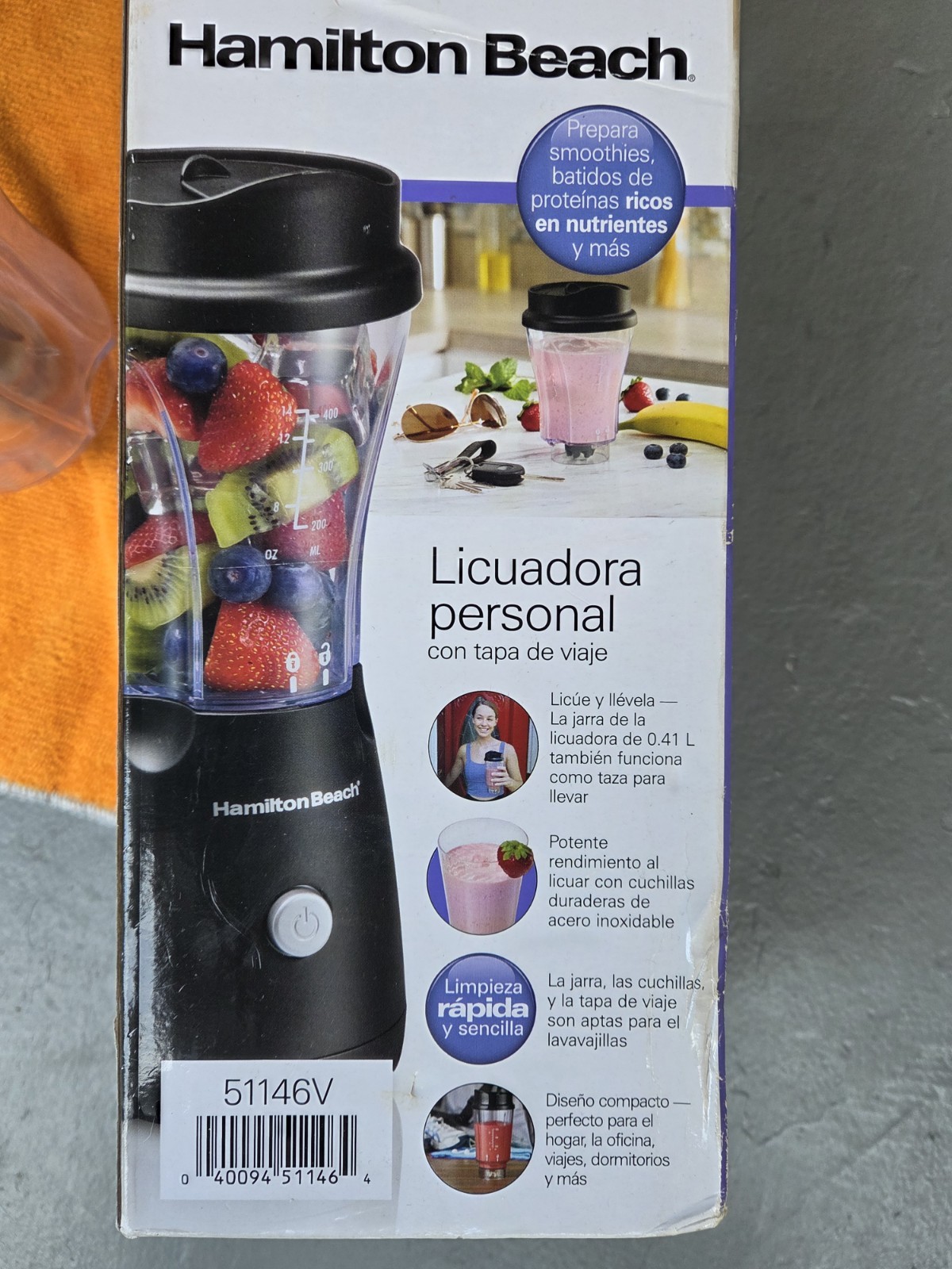 Hamilton Beach Blender Single Serve with Travel Lid Black w/