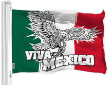 Mexican Viva Mexico Flag 3x5 Ft Printed 150D Polyester Indoor Outdoor Vibrant