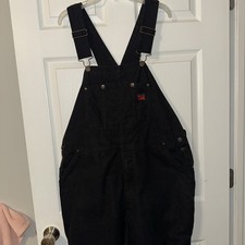 Tough Duck Deluxe Unlined Bib Overall, XL Color Black Reinforced Knee Carpenter