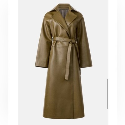 Rosetta Getty x RTR Grommet Belted Faux Leather Trench Coat, Size: S